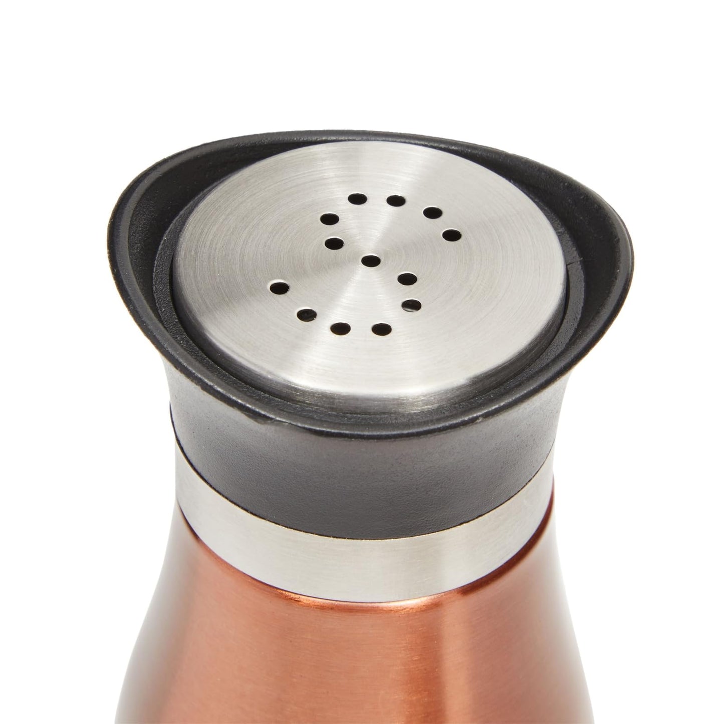 Juvale Stainless Steel Copper Salt and Pepper Shakers Set with Glass Bottom, Screw-Off Caps, Perforated "S" and "P" Designs for Kitchen, 2.5 x 2.5 x 4.5 Inches (4oz)