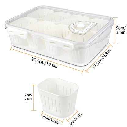 Snackle Box - Divided Serving Tray with Lid - Snackle Box Charcuterie Container with 8 Compartments, Snack Tray for Fruit, Candy, Veggies, Nuts, Cracker, Chips - Perfect for Party, Travel, Picnic