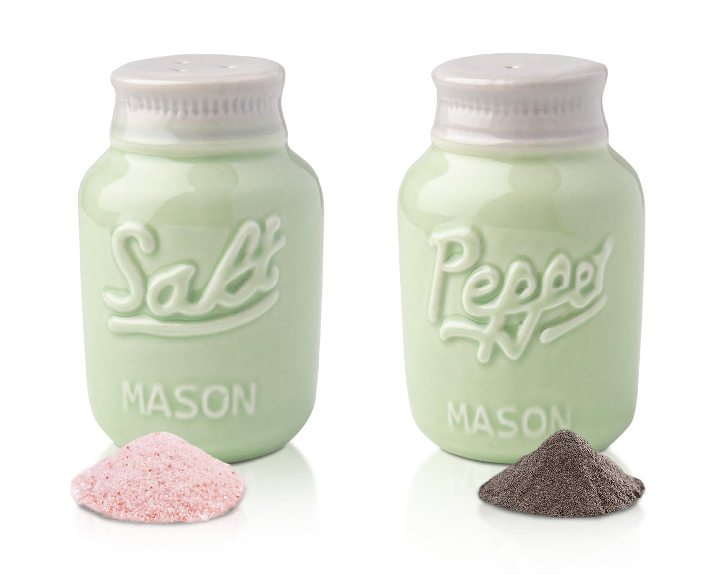 Comfify Sage Green Mason Jar Salt and Pepper Shakers – 3.5 oz Farmhouse