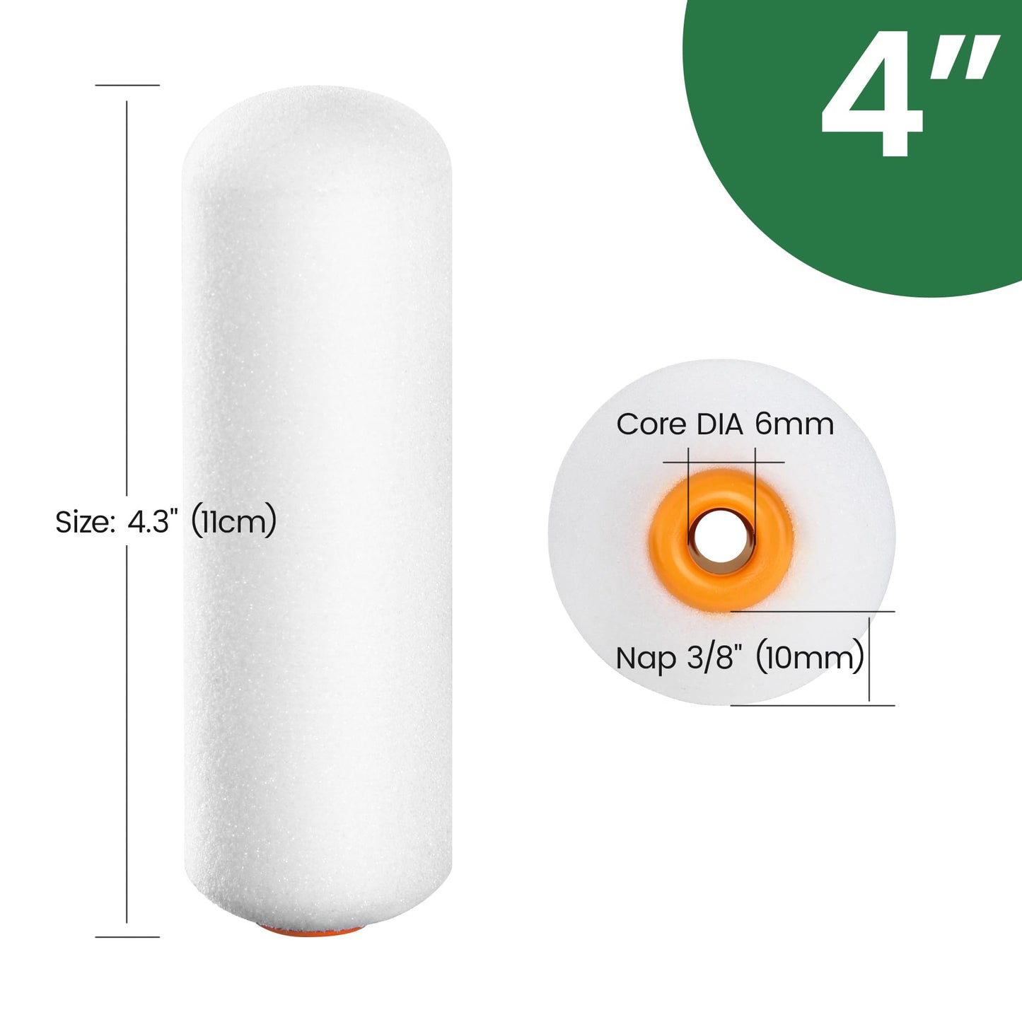 VOOMEY High Density Foam Paint Roller,Paint Roller Covers 6 inch,Small Paint Roller, Sponge Rollers for Painting House,Walls,Ceilings, Doors,Furniture(10 pack)