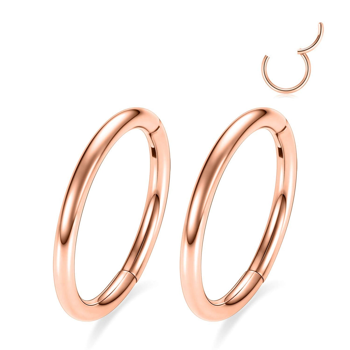 GAGABODY 2pcs 20g 6mm Nose Hoop Cartilage Earring Hoop Nose Ring Rose Gold Nose Rings 20 Gauge Helix Earring Hoop Septum Ring Daith Earrings Tragus Earrings Surgical Steel Small Hoop Earrings