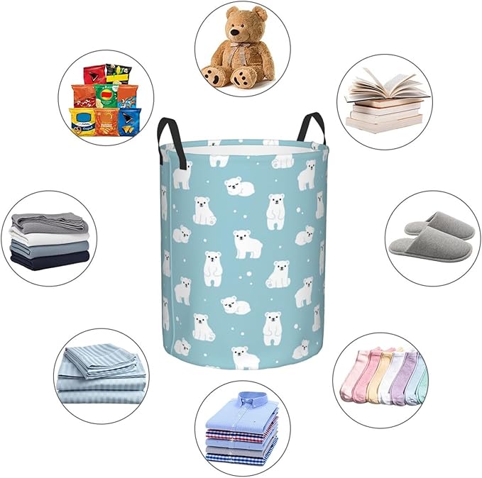 Cute Polar Bears Laundry Hamper Bag