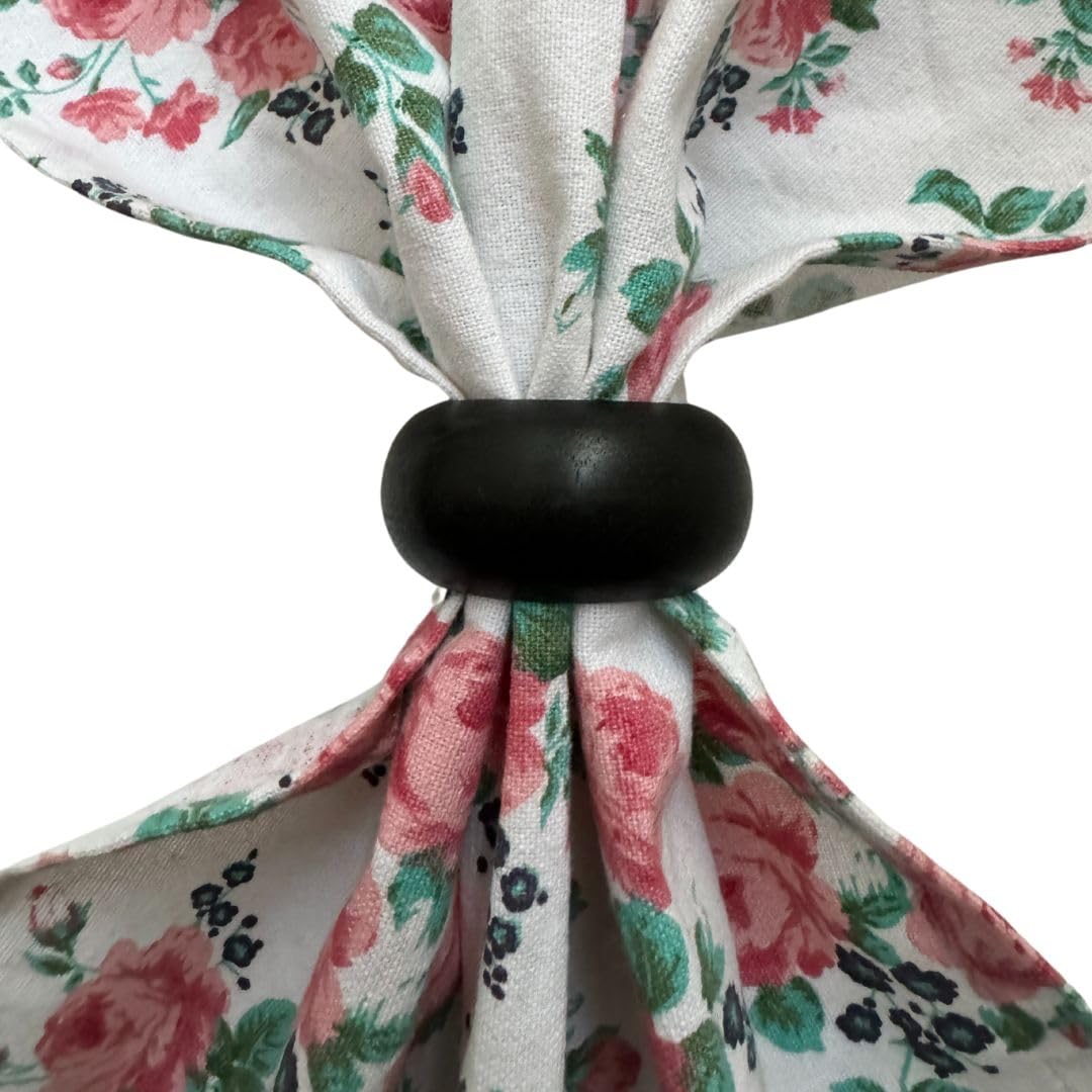 Napkin Rings for Dining Table, Classic Farmhouse Style, Holiday Table Decor, Set of Dining Accessories (Black, 12)