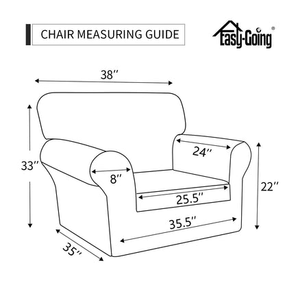Easy-Going 2 Pieces Microfiber Stretch Chair Slipcover – Spandex Soft Fitted Sofa Couch Cover Washable Furniture Protector with Elastic Bottom Kids Pet Christmas Red