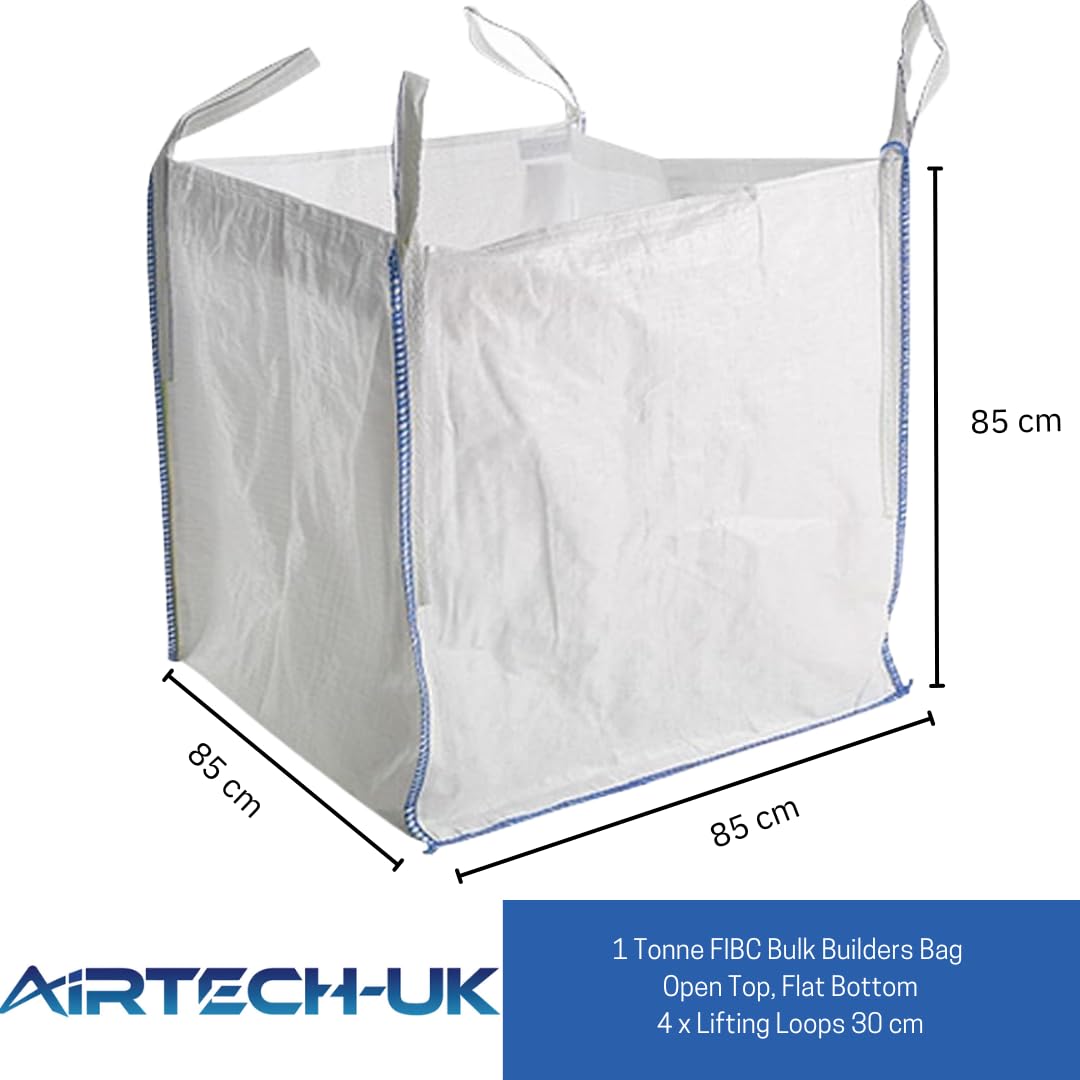 Airtech-UK New FIBC Bulk Bag Builders Garden Waste Heavy Duty Industrial polypropylene Material 1 Tonne TON Jumbo Bags Storage Sack Various Quantity (2)