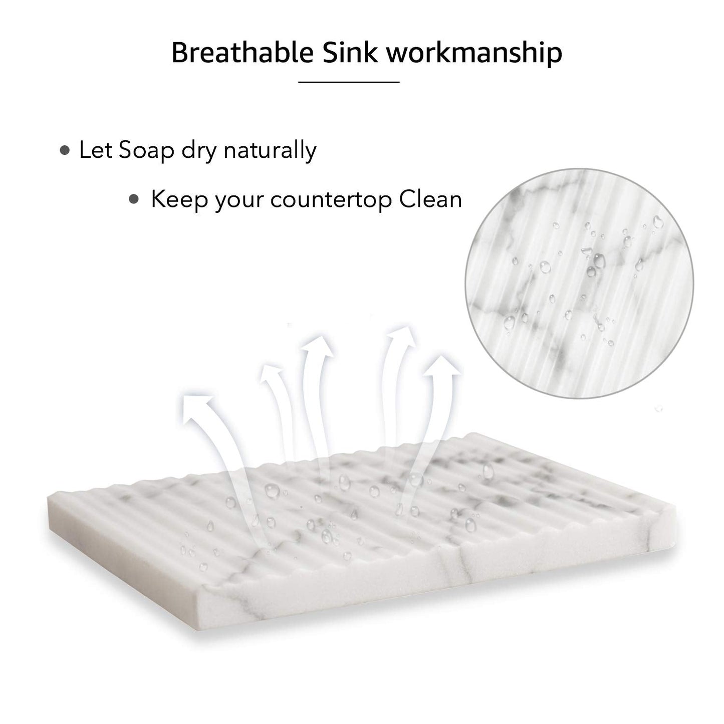 JIMEI White Marble Soap Dish Holder Jewelry Ring Tray Sink Dish Sponge Holder for Bathroom Shower, and Kitchen