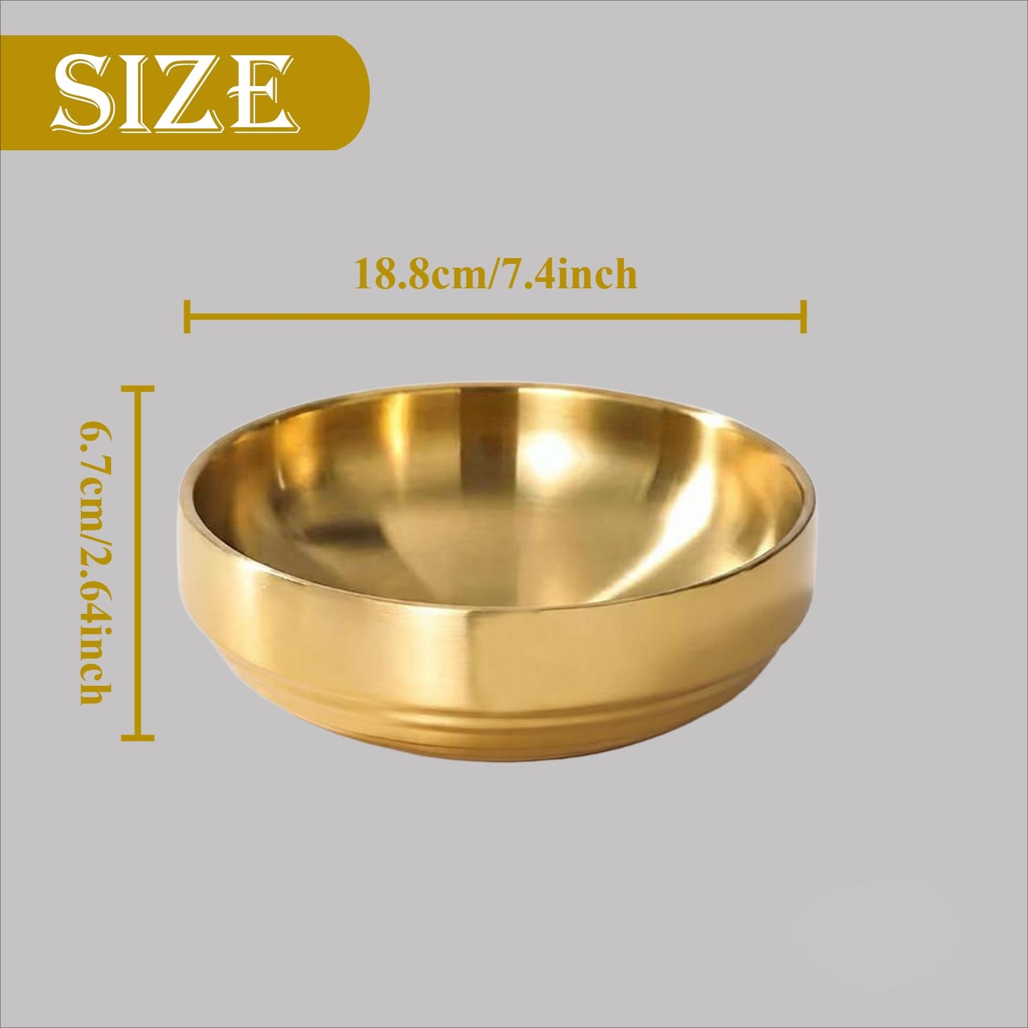 7.4" Gold Decorative Antique Bowl,Key Bowl for Entryway Table,Stainless Steel Fruit Bowl for Kitchen Counter,Modern Stylish Metal Centerpiece Bowl for Home,Dining Table,Shoe rack Decor (Gold)