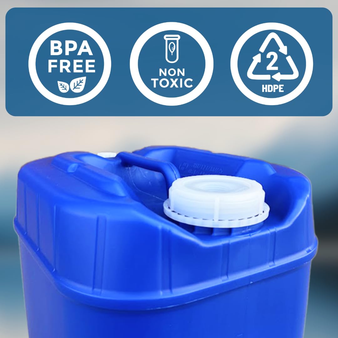 Aguaprep 5-Gallon Stackable Water Storage Containers, Water Treatment, 8 Lids + 2 Spigots, Easy Fill, Survial Supply Emergency Water Storage for Disaster Preparedness, 30 Gallon (6 Tank)