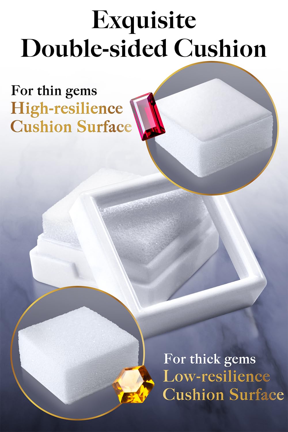 ETLIFE Gemstone Display Box [1.16" Small Pure White 20pcs] Gemstone Display Cases Gem Box, Stone Loose Diamond Boxes with Cushions