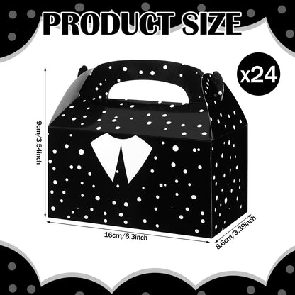 Gilprop 24 Pcs Gothic Party Favors Bulk Gothic Treat Box with Handles Black and White Birthday Party Favor Goodie Gift Boxes for Goth Spooky Themed Celebration Birthday Supplies