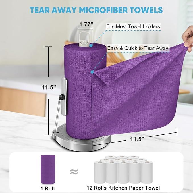 AIDEA Microfiber Cleaning Cloth Roll, Reusable Paper Towels Tear Away Cloth
