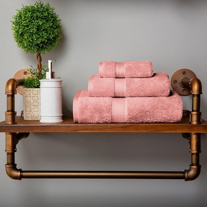 SUPERIOR Egyptian Cotton Pile 3 Piece Towel Set, Includes 1 Bath, 1 Hand