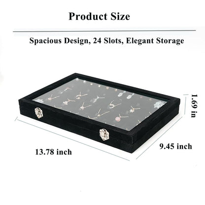 XHMQYC Jewelry Box Necklace Organizer Tray (Black) Necklace Display Case for Storage Jewelry Necklaces Display Stand 24 Slot Pendant Holder for Women