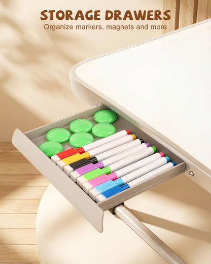 Lap Desk, Dry Erase Board Table with Markers & Magnets, Portable Foldable Art & Activity Desk for Drawing, Writing & Play, Home and Travel Use