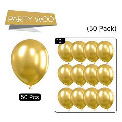 PartyWoo Gold Balloons 50pcs 12 Inch Gold Latex Helium Balloons for Birthday Wedding Anniversary Baby Shower Graduation Bachelorette Retirement Engagement Tea Casino Disco Party Decorations Gold-G101