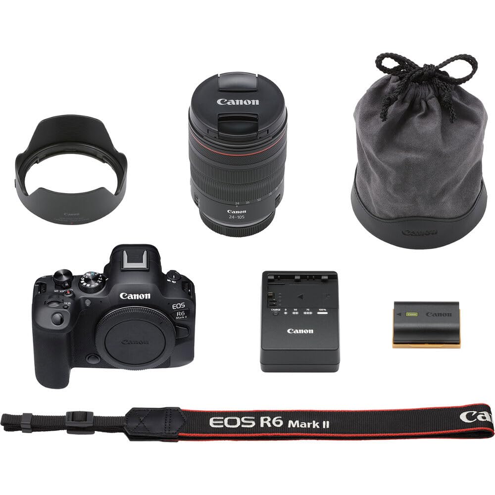 Canon EOS R6 Mark II Full Frame Mirrorless Camera Body with RF 24-105mm F4 L is USM Lens 5666C011 Bundle with Deco Gear Camera Bag + Microphone + Monopod + Photography Pro Ebook & Accessories Kit