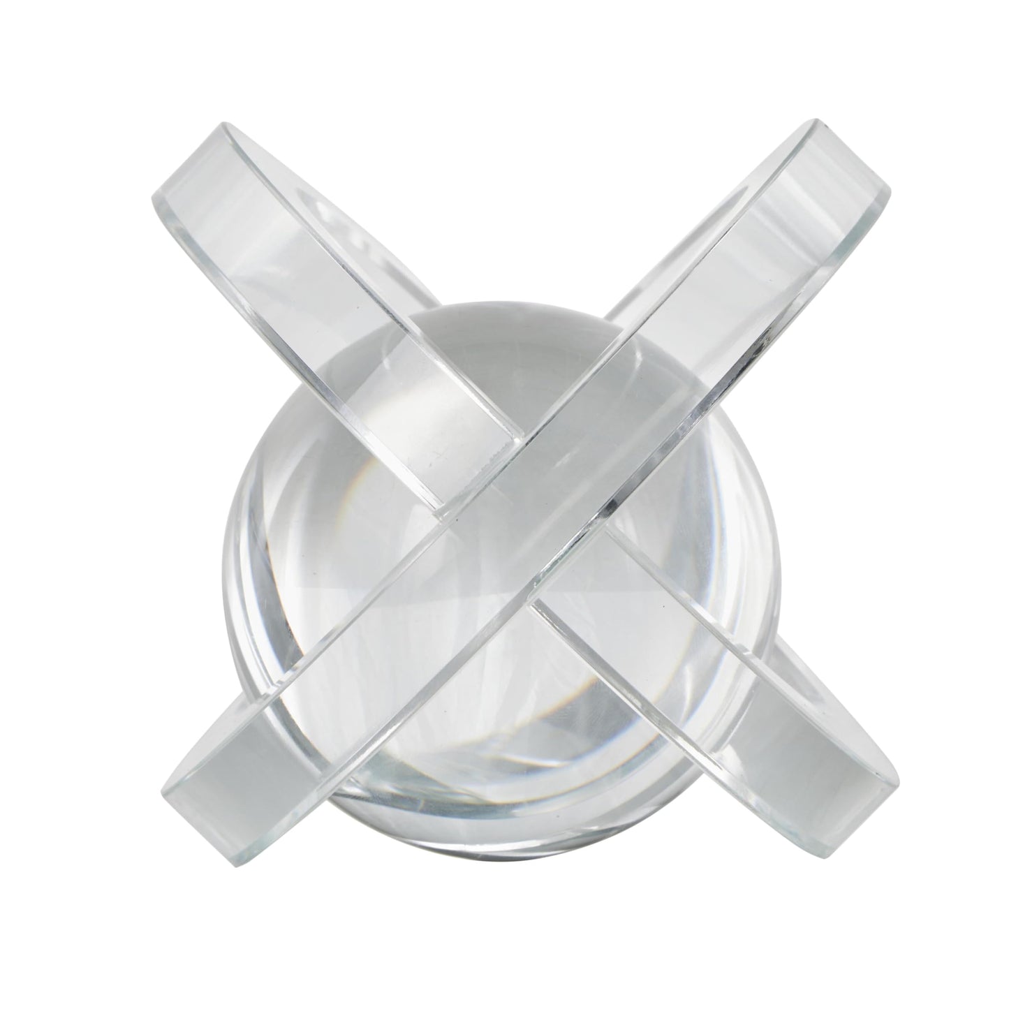 Deco 79 Glass Geometric Decorative Sculpture Orb Home Decor Statues with Overlapping Rings and Ball Center, Set of 3 Accent Figurines 4", 4", 3" H, Clear