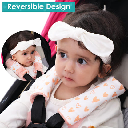1 one enjoy 4 Packs Harness Pads Baby Car Seat Strap Covers, Universal Baby Belts Pads Shoulder Covers for Newborns Car Seats, Pushchair, Stroller 15 x 5cm