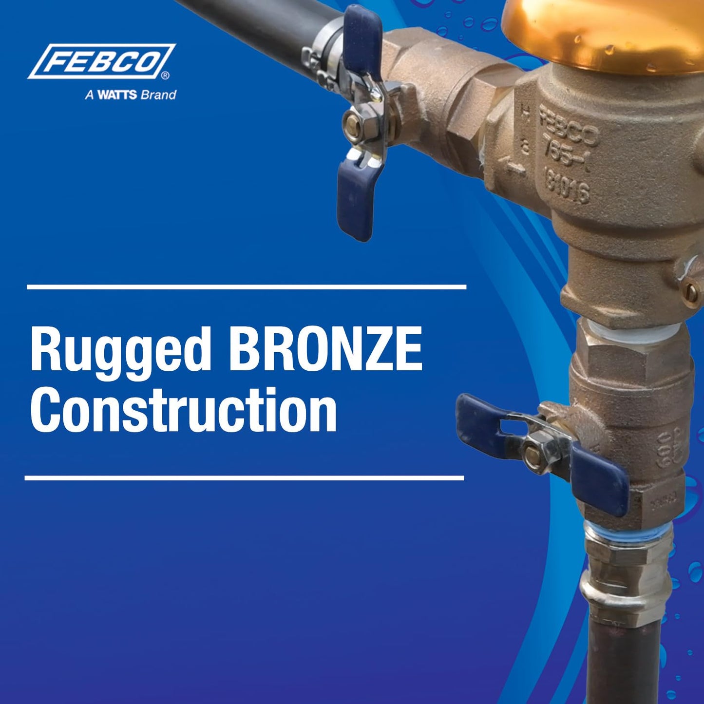Febco 765 Series 1" Bronze Pressure Vacuum Breaker Backflow Preventer, Quarter Turn Shutoff, NPT Connections, Freeze Sensor with SentryPlus Alert Technology, Industrial Plants, Irrigation System