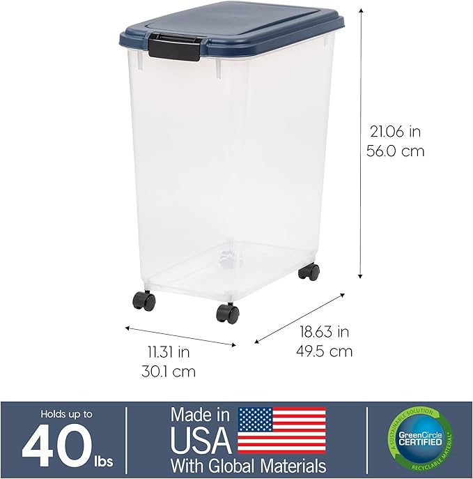 IRIS USA Airtight Dog Food Storage Container, Attachable Wheels,