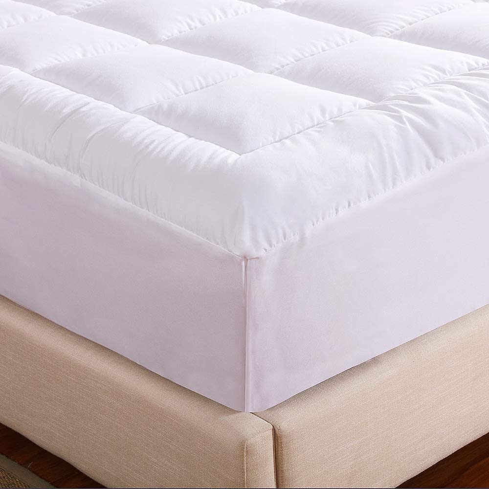WhatsBedding Waterproof Mattress Topper King Size Cotton Top Down Alternative Filling Pillowtop Mattress Topper Cover-Fitted Quilted (Waterproof King)