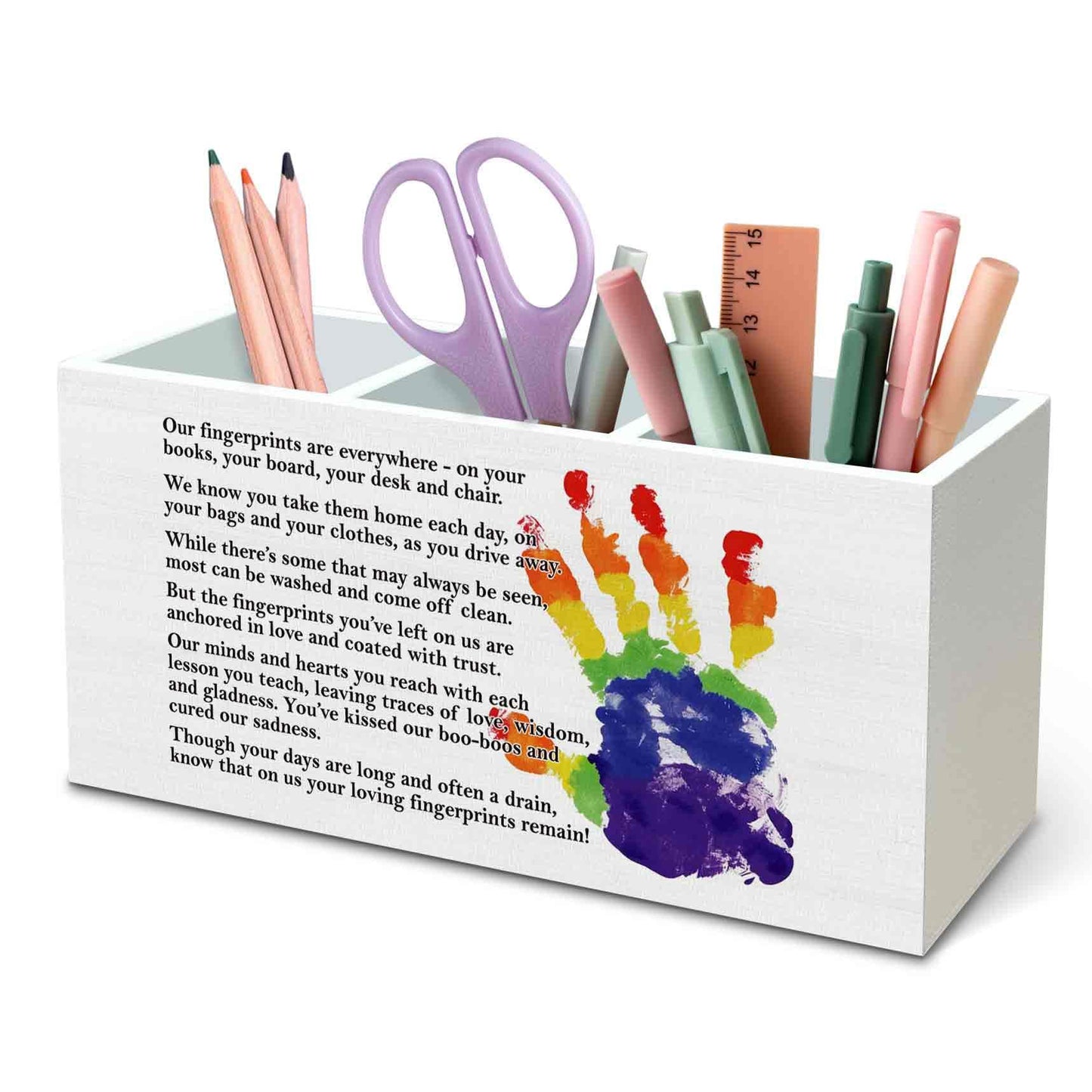 DILSJ Teacher Graduation Gifts Pen Pencil Holder Organizer for Desk, Appreciation Teacher Gifts, Retirement Gift Wooden Box Signs for Woman Mentor Office & School Supplies