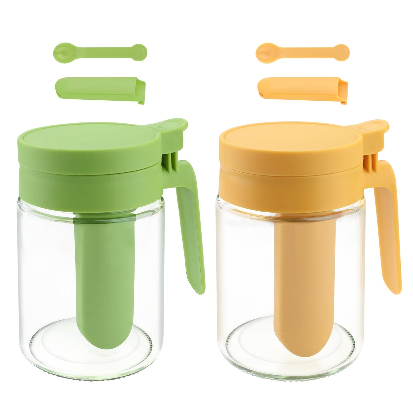 Betinyar 2 Pack Premium Glass Salt Jars with Spoon Airtight Seasoning Jars and Canisters Sets for the Kitchen, Multifunctional Spice Set for Spice,Sugar, Coffee Storage