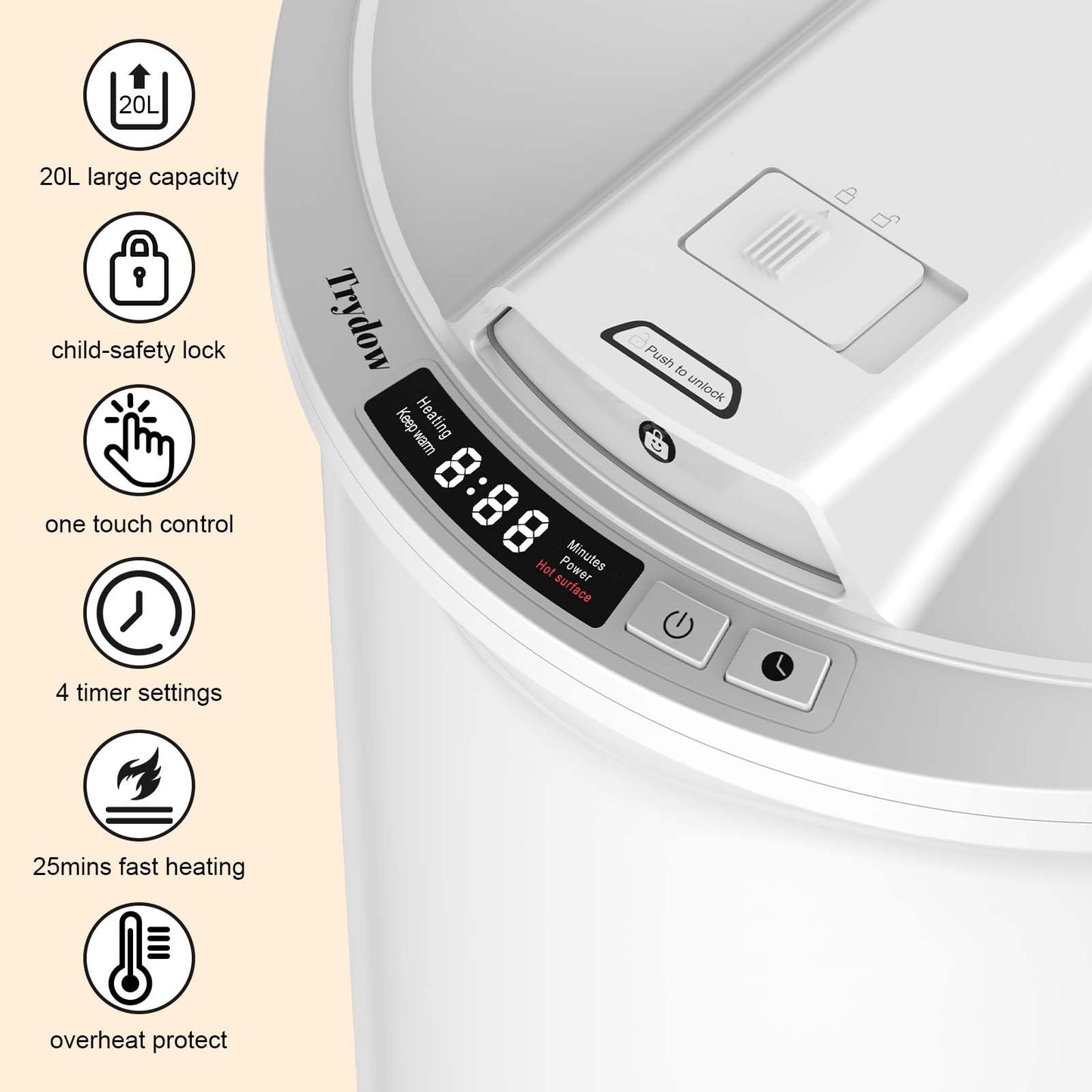 Ultra Large Capacity Towel Warmer Bucket, Rapid Heating with Timer, One-Button Digital Display Control, Safety Lock, Gifts for Him & Her, Auto Shut-Off, Fits 2 Large, Blankets, Bathrobes, PJ's