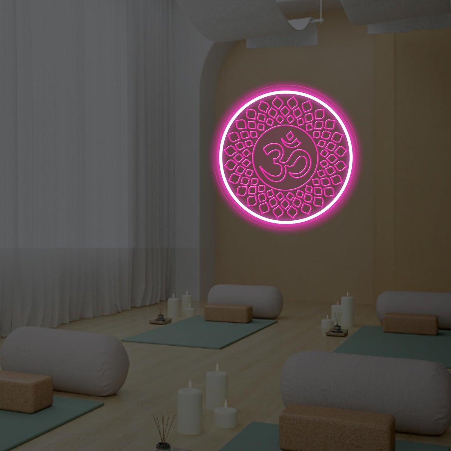 Om Buddha neon sign, Meditation light decor, Yoga wall decor, Mandala wall art, Home gym decor, Buddha symbol gifts, Yoga gifts, Meditation gift Zen Art Yoga Studio Pilates Studio Art Meditation-Pink