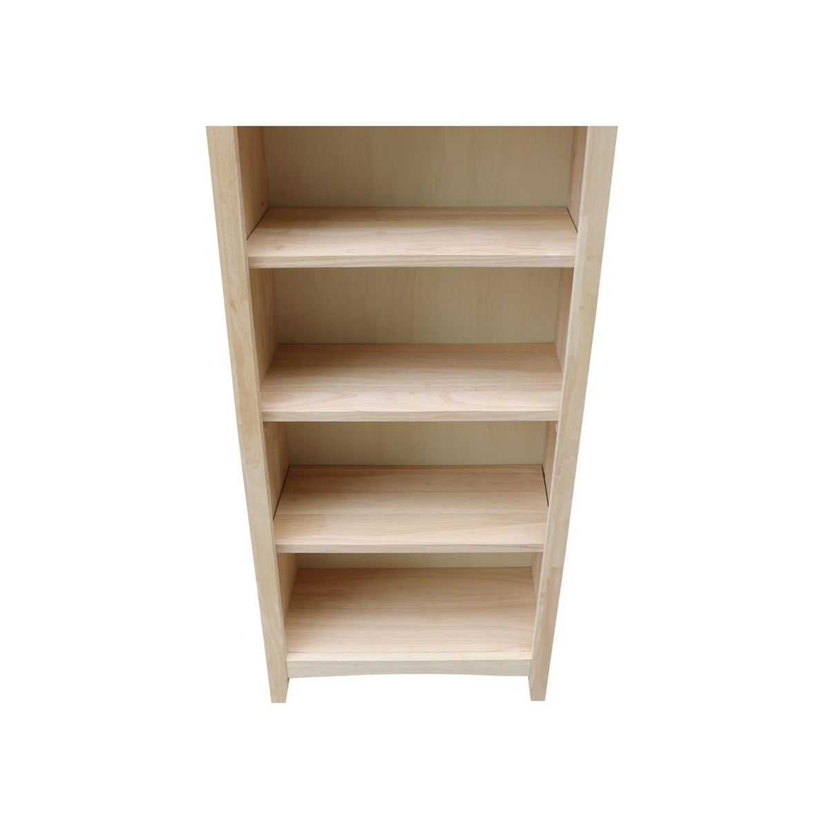 International Concepts Narrow Shaker Bookcase, 60-Inch High, Small Space, Solid Parawood, Unfinished