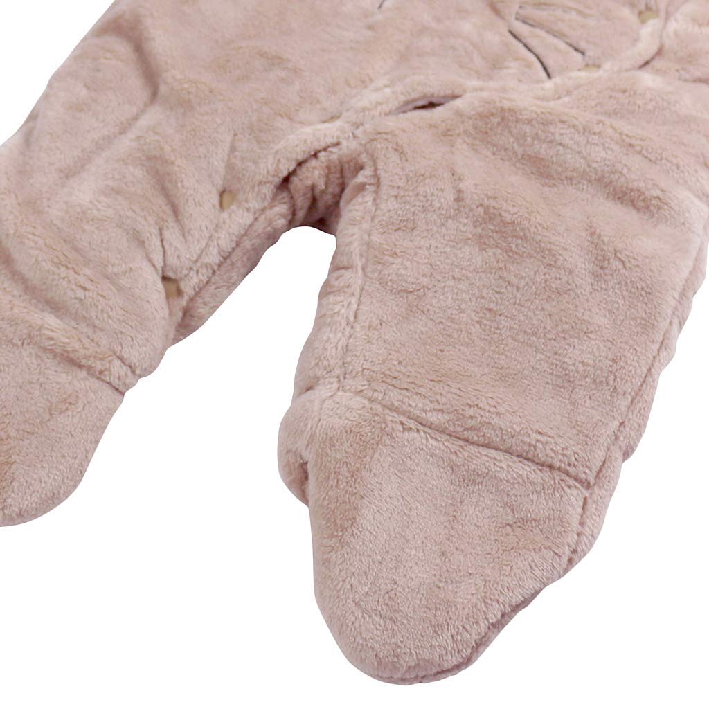 Baby Winter Hooded Romper Fleece Snowsuit Jumpsuit Cartoon Cat Outfits Coffee, Brown, 3 - 6 Months