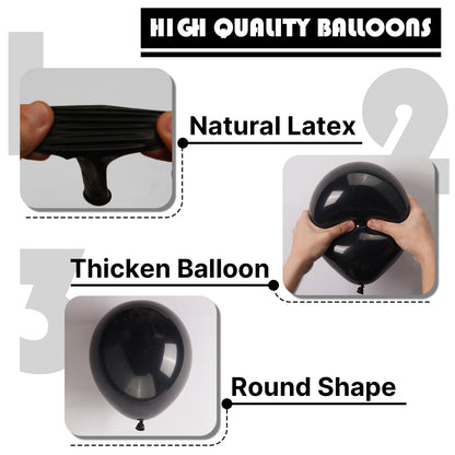 PartyWoo Black Balloons, 100 pcs Matte Black Different Sizes Pack of 36 Inch 18 Inch 12 Inch 10 Inch 5 Inch Black for Balloon Garland or Balloon Arch as Party Decorations, Black-Y18