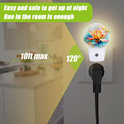 COSHARKLY Magic Lotus Flower Bloom Night Light,Floral Plug-in Night Lights with Dusk-to-Dawn Sensor for Bedroom Bathroom and Living Room Sleep Friendly lamp