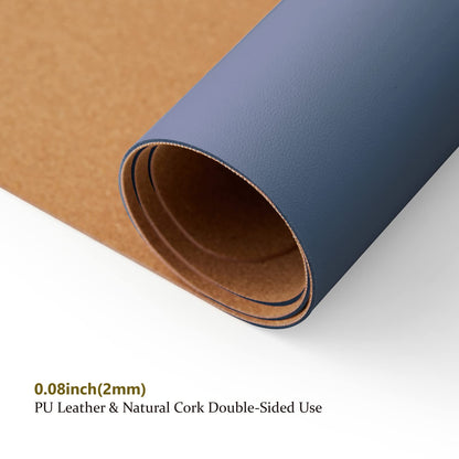 Cork Desk Mat - Dual-Sided Desk Pad for Office and Home - Desk Organization and Accessories - Ideal for Large Mouse Pad and Desk Mats on Top of Desks(Dark Blue,90cmx 43cm)