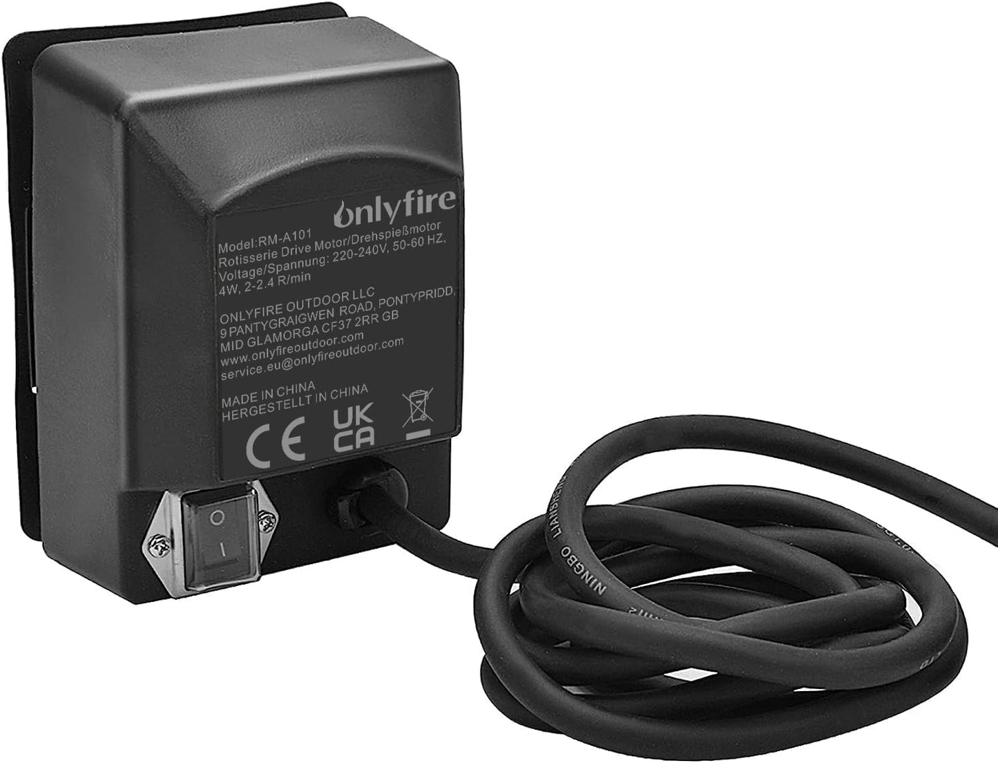 Onlyfire BRK-6025 Enamelled Rotisserie Ring Kit Fits Weber 57CM Charcoal Kettle Grill with Electric Motor for UK fits Most Others 57 CM Kettle BBQ