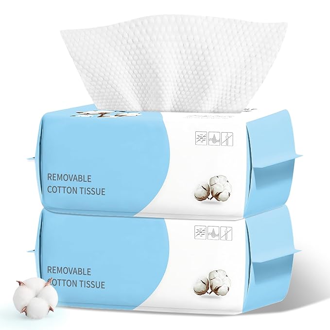 100 Count Disposable Face Towel, Biodegradable Facial Dry Wipes, Super Soft &