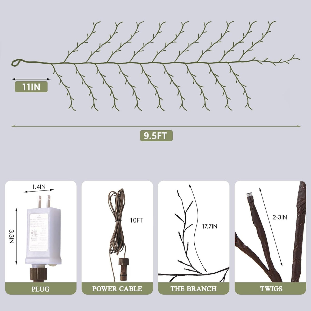 Enchanted Willow Vine Lights with Remote 8 Modes, Christmas Decorations Indoor Room Decor, 9.5 ft 160LEDs Lighted Willow Vine Lights for Walls Bedroom Home Decor, 1 Pack