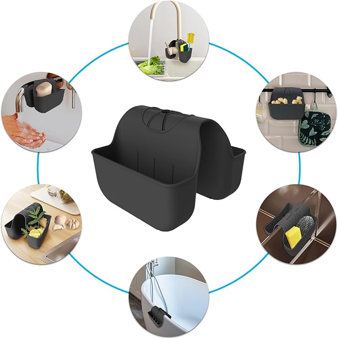 Sponge Holder for Kitchen Sink, Silicone Sink Saddle Caddy Organizer Rack