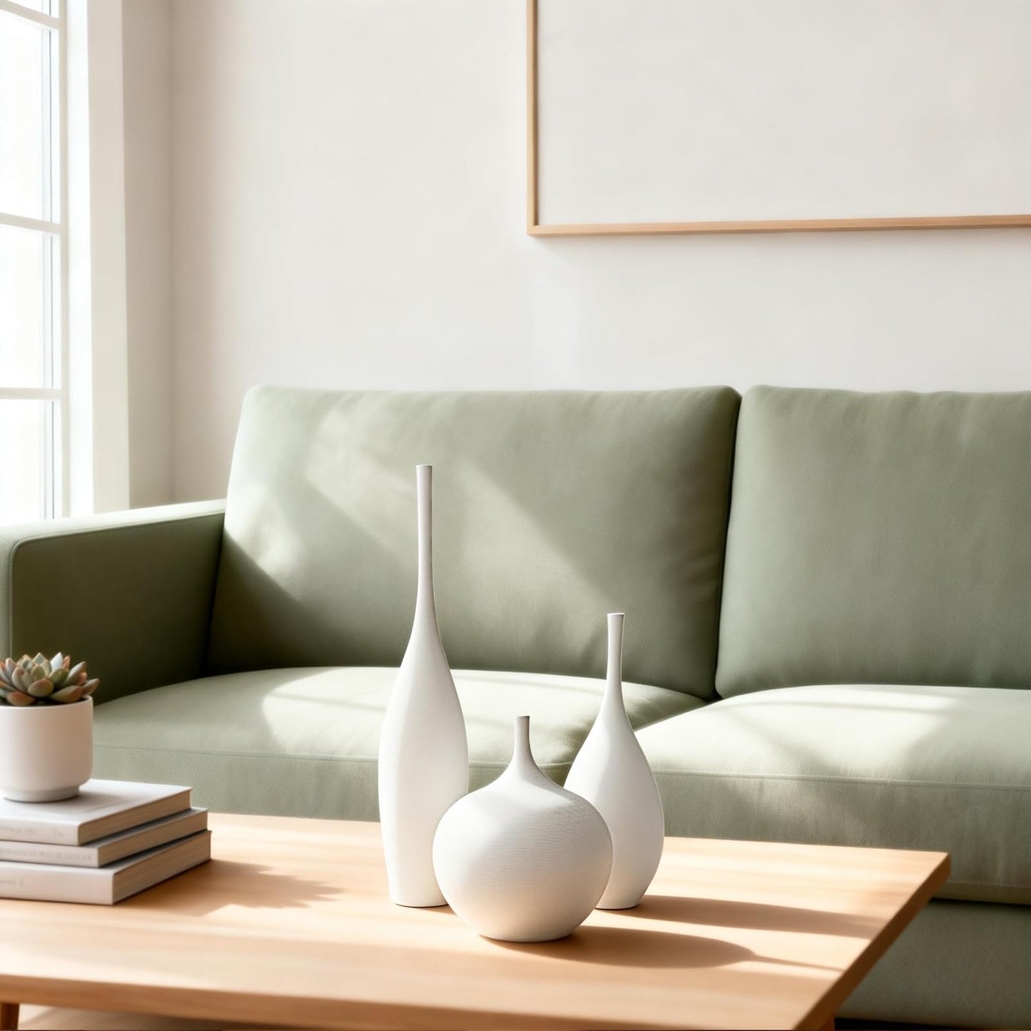 Relexome White Ceramic Vase Modern Boho Wabi-Sabi Flower Vase Set of 3 Decorative Aesthetic Vases for Centerpieces Pampas Matte Minimalist Vases for Living Room Table Shelf Home Decor Gift