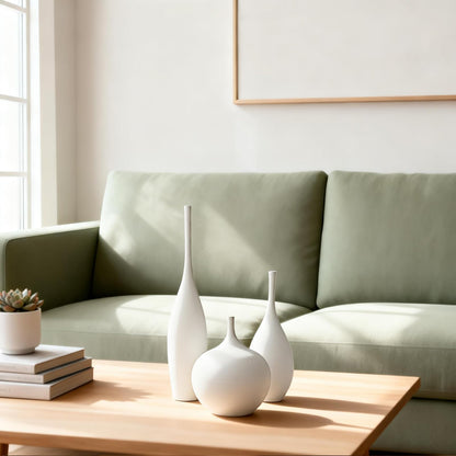 Relexome White Ceramic Vase Modern Boho Wabi-Sabi Flower Vase Set of 3 Decorative Aesthetic Vases for Centerpieces Pampas Matte Minimalist Vases for Living Room Table Shelf Home Decor Gift