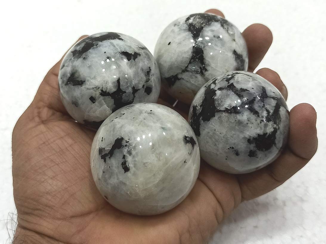 Wholesale Gem Shop Rainbow Moonstone Sphere 40-45 mm with Stand