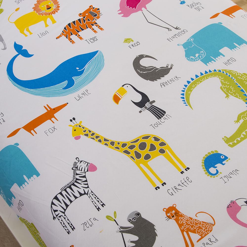 KWLOVER 2PC Soft Bed Fitted Sheet and Pillowcases Set,Cute Camels Printed Sheets for Kids Boys Girls Full Size Bed (Colorful Animals, Full)