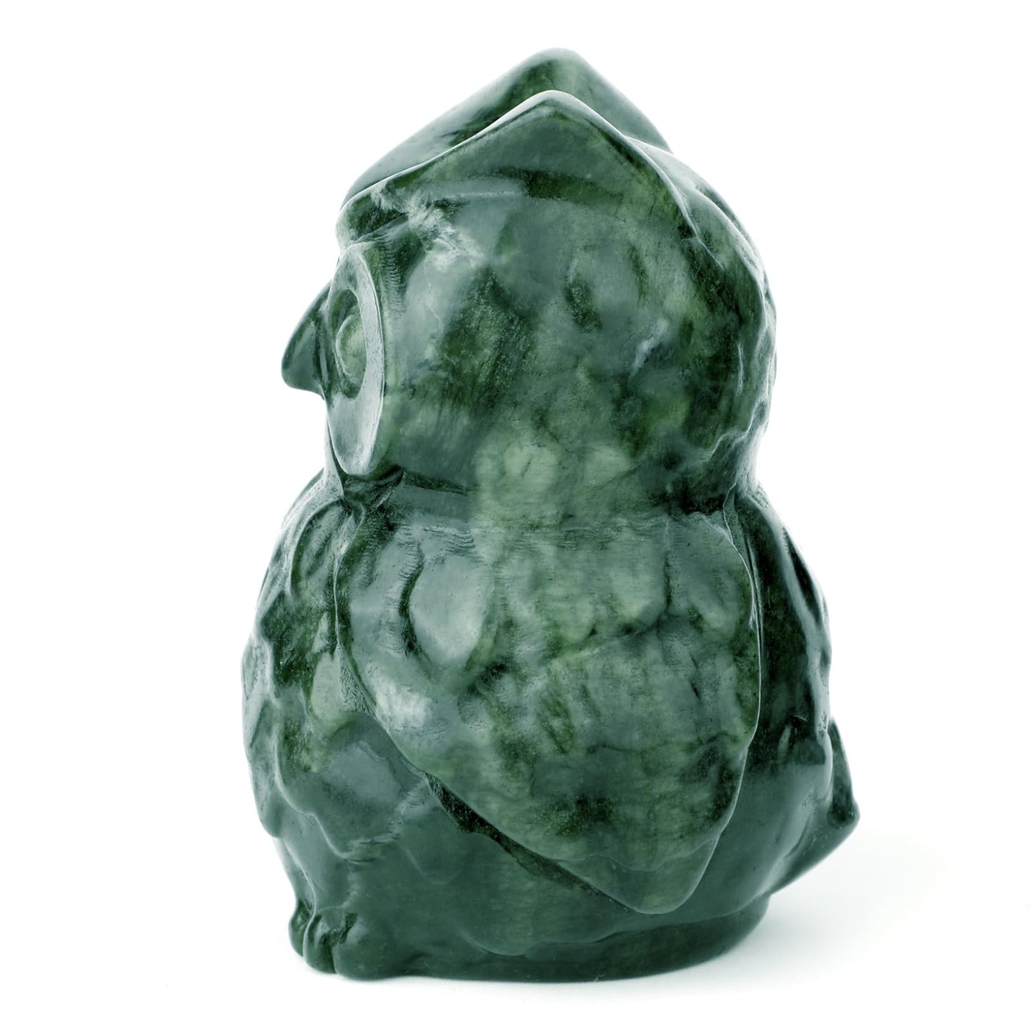 gemshan Jade Stone Owl Statue - 3.3inch Jade Statue Hand-Carved Animal Figurines for Home Office Desk Decoration