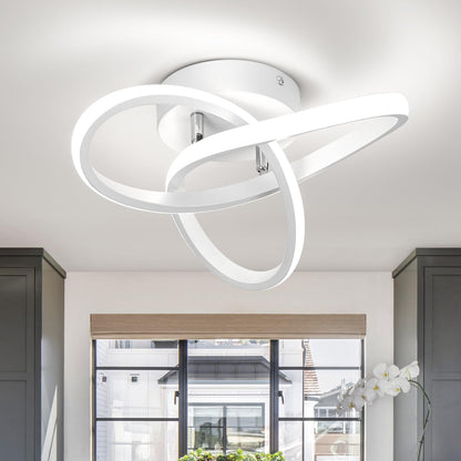 EIDISUNY Ceiling Light LED Lamp 2 Rings Creative Personality Nordic White Ceiling Lighting for Entrance Hallway Lights Ceiling Living Room Cool White Light 22W - White, Cold White Light 6000K