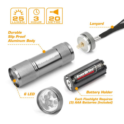 EverBrite 18-Pack LED Mini Pocket Torch, Small Keyring Torches Flashlight, Ideal for Camping Hiking Traveling Cycling Outdoors Party, Batteries Included