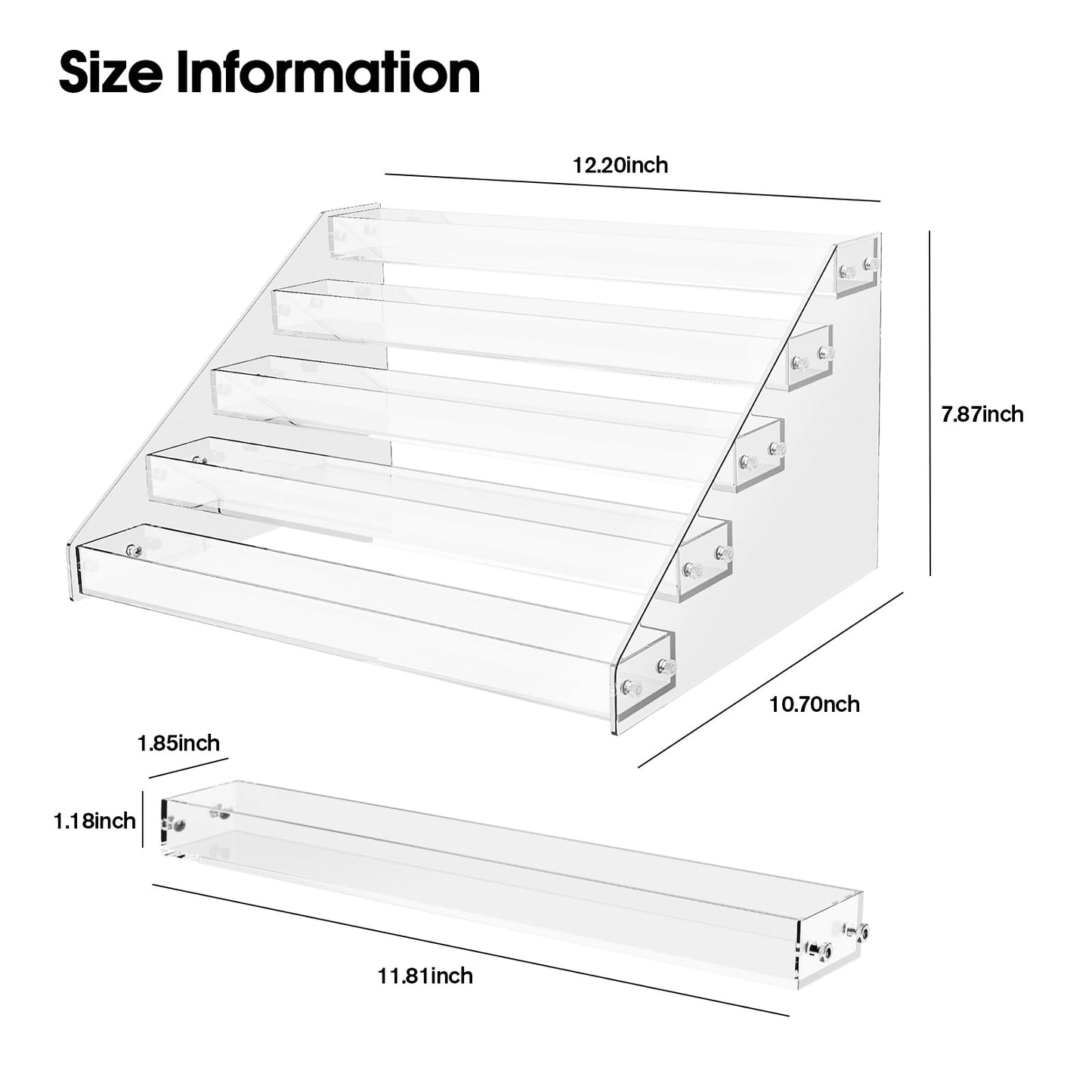 HUITAI Acrylic Display Shelf,Risers Display Stands,Perfume Organizer,Cupcake Stand,Tiered Display Stand,Sticker Display,Card Stands For Display,Card Display Stand,Figure Display，Spice Rack(5 Tier)