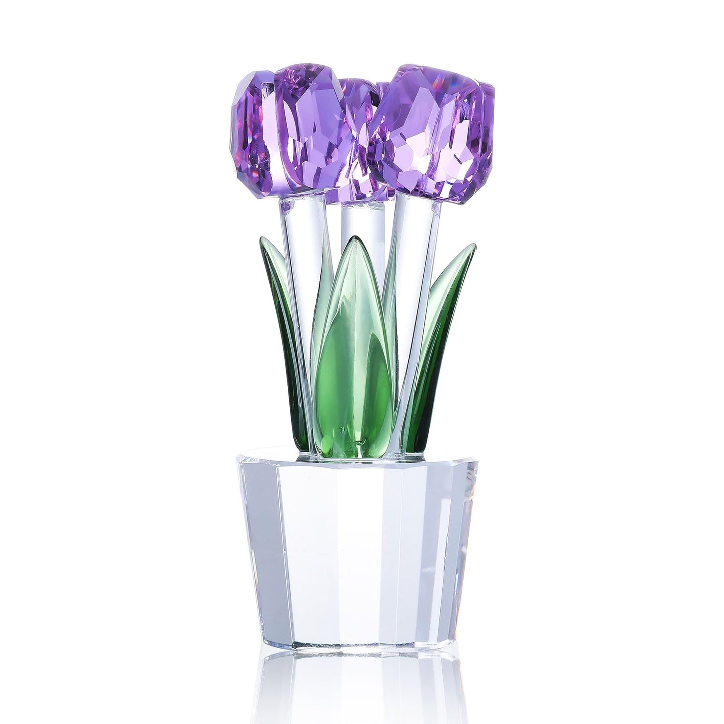 Movdyka Tulips Glass Flowers Figurines Crystal Decor Collectibles