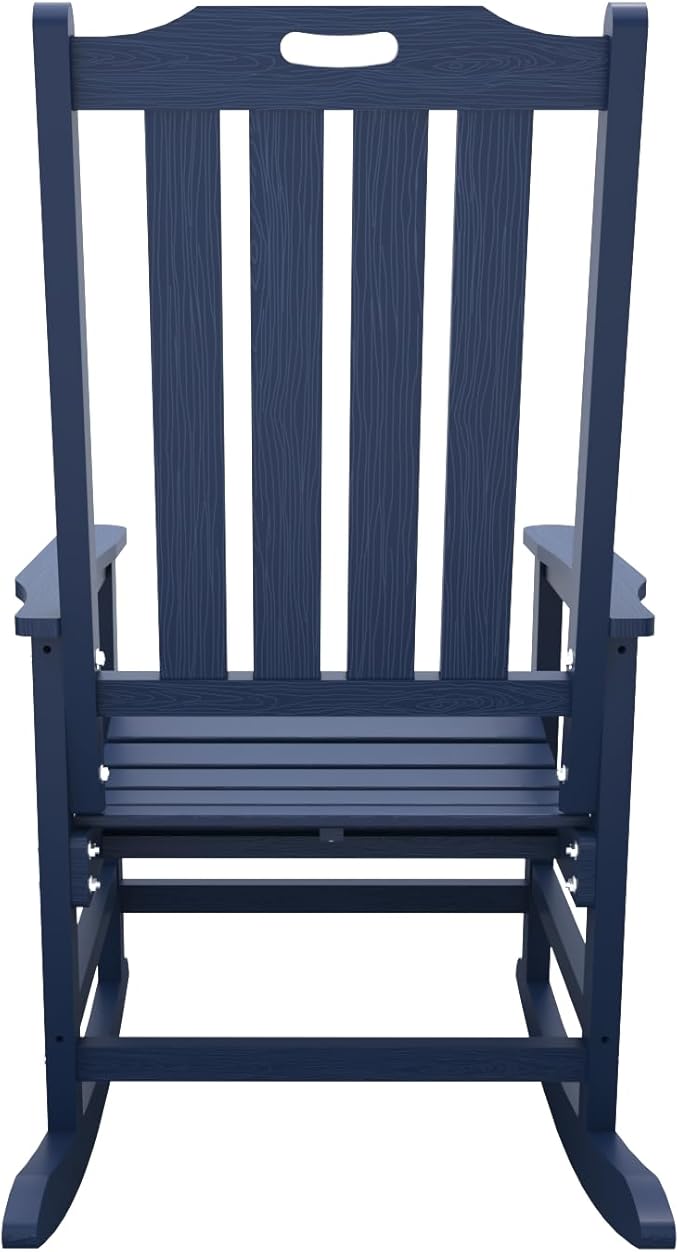 Oversized Rocking Chair Set of 4, Outdoor Rocking Chair for Adults, All Weather Resistant Porch Rocker for Lawn Garden, Navy Blue