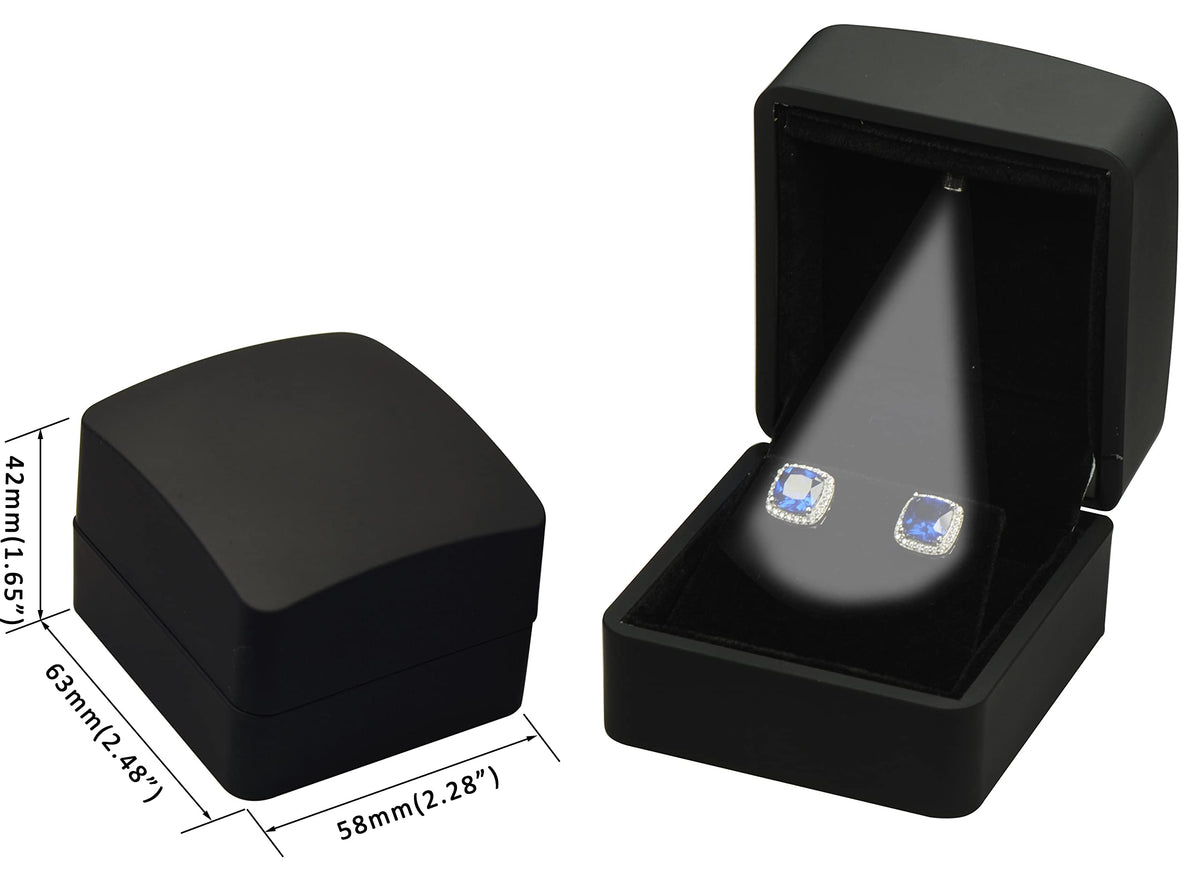 LAODA LED Earring Jewelry Gift Box for Wedding, Proposal, Birthday...Luxury LED Diamond Stud Earring Jewelry Gift Box with Light for Women for Men (Black Earring Box)