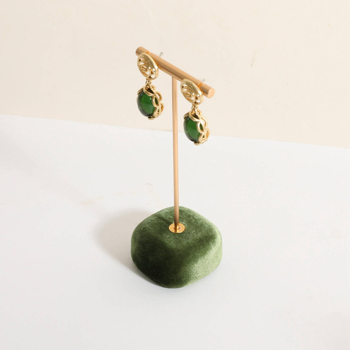 CHISTOR Velvet Earring T Bar Stand Jewelry Display, Earring Display Holder for Selling, Jewelry Storage Organizer【Green】